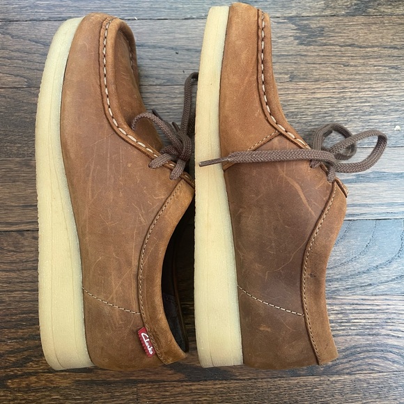 Clarks Padmora Loafer Lace Up Leather in Brown Leather Platform Loafers 6.5M - Picture 7 of 10